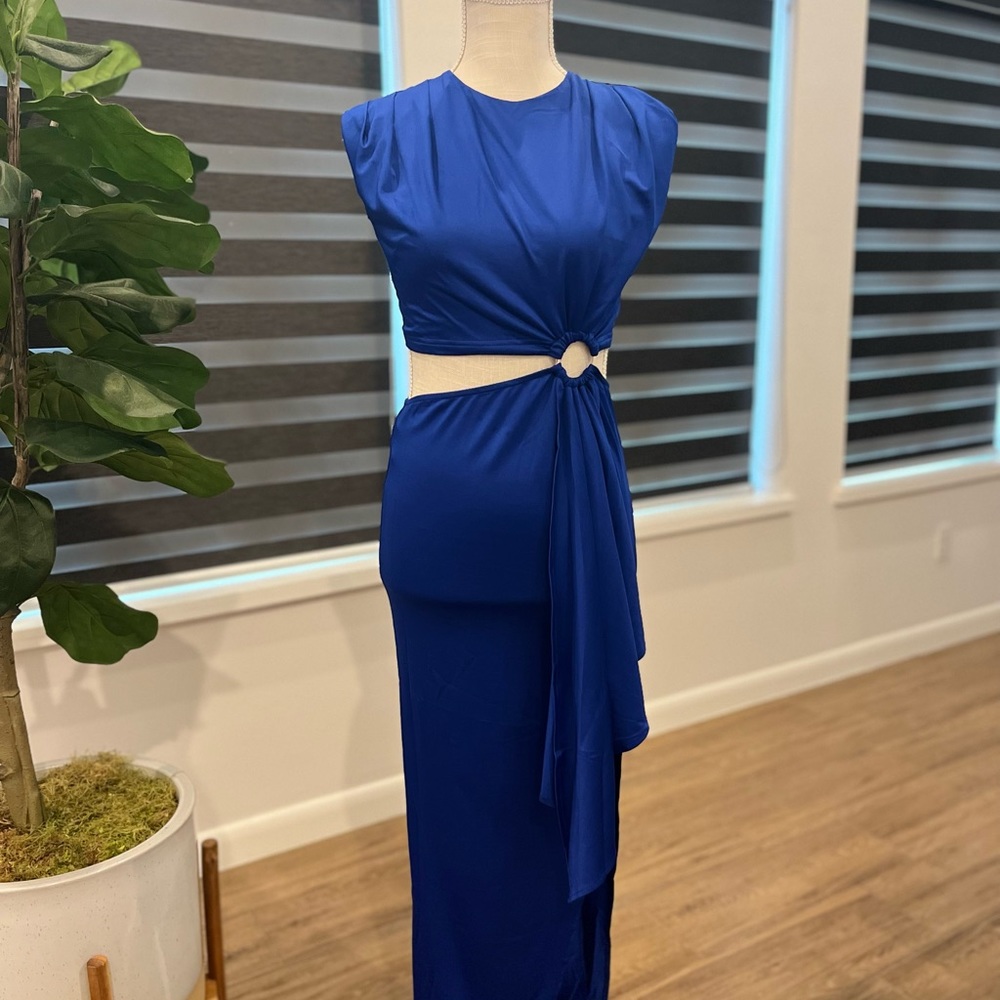 New royal blue dress.